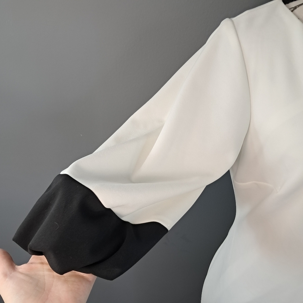 Calvin Klein Women's Sheath Dress White And Black 1/2 Sleeve Size 10 NWT - Picture 5 of 11